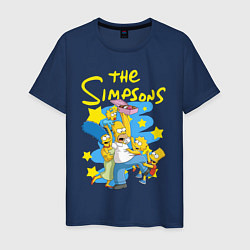 Футболка хлопковая мужская The SimpsonsСемейка Симпсонов, цвет: тёмно-синий