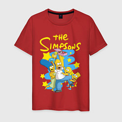 Футболка хлопковая мужская The SimpsonsСемейка Симпсонов, цвет: красный