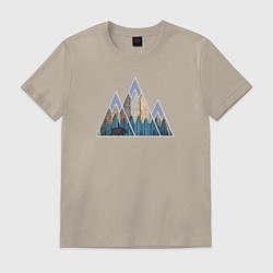 Футболка хлопковая мужская Деревянные горы, цвет: миндальный