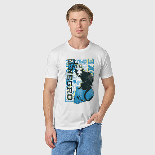 Мужская футболка Футболка с изображением черепа кошки / Белый – фото 3