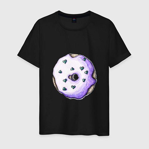 Мужская футболка Сиреневый пончик / Черный – фото 1