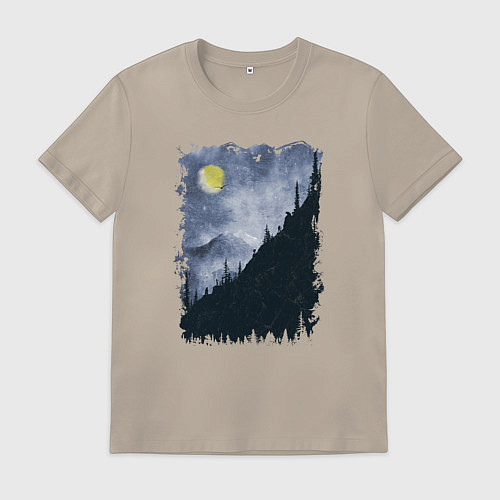 Мужская футболка Медведи на склоне / Миндальный – фото 1