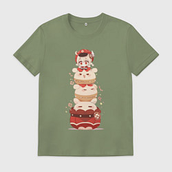 Футболка хлопковая мужская Геншин импакт chibi clee, цвет: авокадо