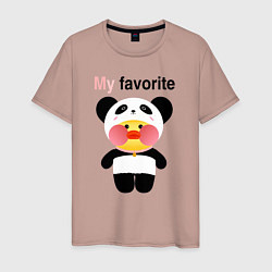 Футболка хлопковая мужская LaLaFanFan Panda, цвет: пыльно-розовый
