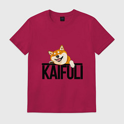 Футболка хлопковая мужская Kaifuli shiba inu, цвет: маджента