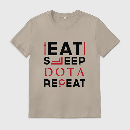 Мужская футболка Надпись: Eat Sleep Dota Repeat / Миндальный – фото 1