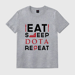 Футболка хлопковая мужская Надпись: Eat Sleep Dota Repeat, цвет: меланж