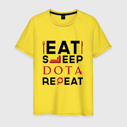 Футболка хлопковая мужская Надпись: Eat Sleep Dota Repeat, цвет: желтый