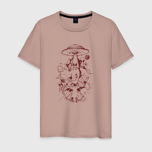 Мужская футболка Инопланетяне Нло / Пыльно-розовый – фото 1