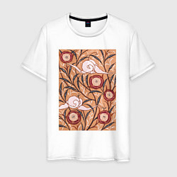 Футболка хлопковая мужская Samarkande Art Nouveau Flower Pattern Цветочный ор, цвет: белый