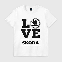 Футболка хлопковая мужская Skoda Love Classic, цвет: белый
