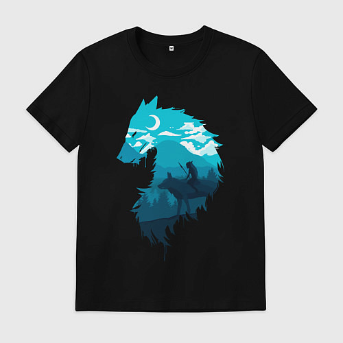 Мужская футболка Принцесса Мононоке волчий силуэт / Черный – фото 1