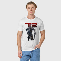 Футболка хлопковая мужская Terminator 2 - T800, цвет: белый — фото 2
