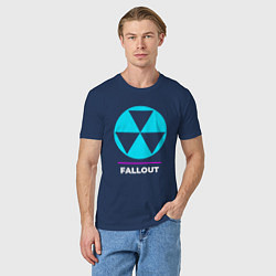 Футболка хлопковая мужская Символ Fallout в неоновых цветах, цвет: тёмно-синий — фото 2