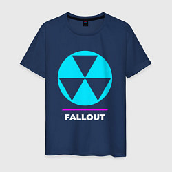 Футболка хлопковая мужская Символ Fallout в неоновых цветах, цвет: тёмно-синий