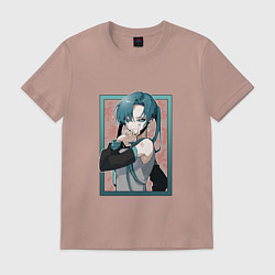 Футболка хлопковая мужская Hatsune Miku Drain, цвет: пыльно-розовый
