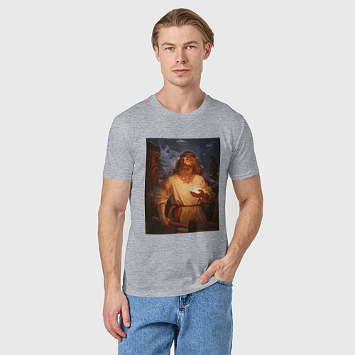 Мужская футболка Небесный огонь в руке Сварога / Меланж – фото 3