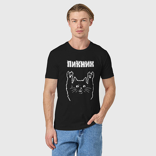Мужская футболка Пикник Рок кот / Черный – фото 3
