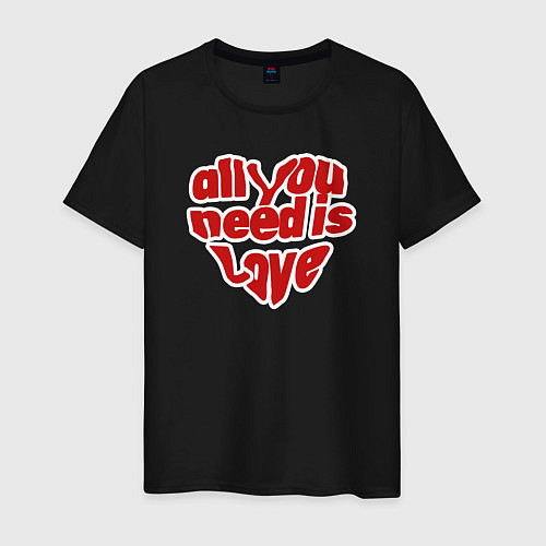 Мужская футболка Сердце All You need is love всё что тебе нужно, эт / Черный – фото 1