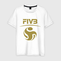 Футболка хлопковая мужская FIVB ВОЛЕЙБОЛ ЛОГО, цвет: белый