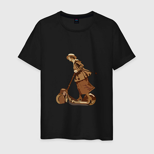 Мужская футболка Девушка на электросамокате / Черный – фото 1