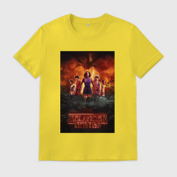 Футболка хлопковая мужская Очень странные дела, персонажи, цвет: желтый