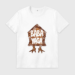 Футболка хлопковая мужская Baba Yaga надпись, цвет: белый