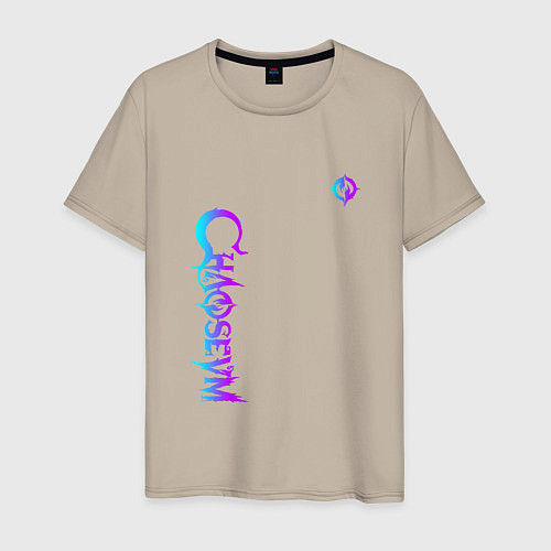 Мужская футболка Chaoseum Neon logo / Миндальный – фото 1