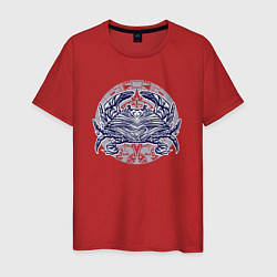 Футболка хлопковая мужская Синий крабик, цвет: красный