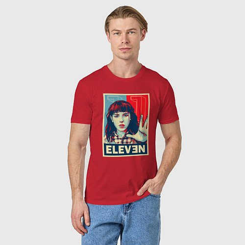 Мужская футболка Stranger Things Eleven / Красный – фото 3
