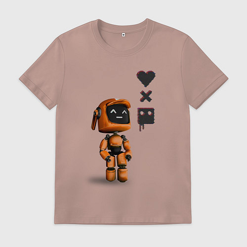 Мужская футболка Оранжевый робот с логотипом LDR / Пыльно-розовый – фото 1
