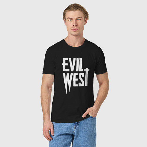 Мужская футболка Evil west logo / Черный – фото 3