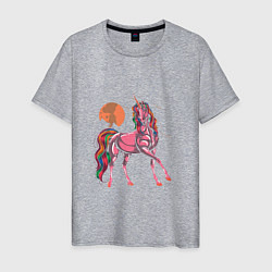 Футболка хлопковая мужская UNICORN HORSE, цвет: меланж