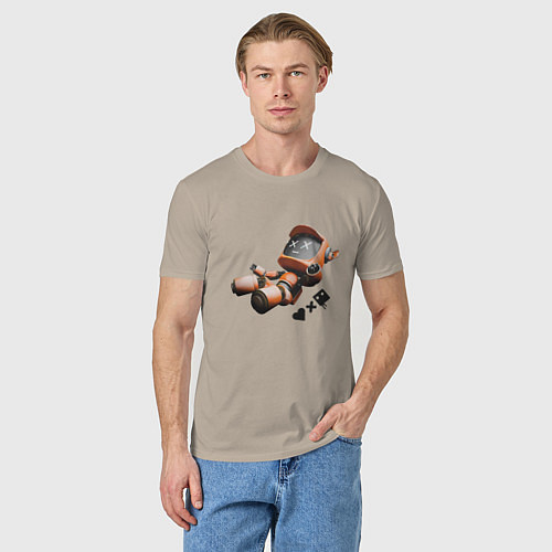 Мужская футболка Падающий робот с логотипом / Миндальный – фото 3