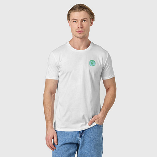 Мужская футболка Save the earth эко дизайн карадашом с маленькой пл / Белый – фото 3