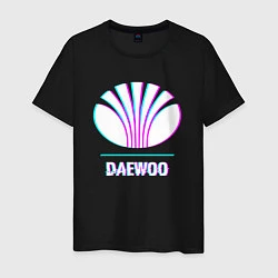 Футболка хлопковая мужская Значок Daewoo в стиле Glitch, цвет: черный
