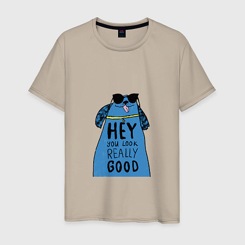 Мужская футболка Good dog / Миндальный – фото 1