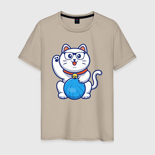 Мужская футболка Hello Cat / Миндальный – фото 1