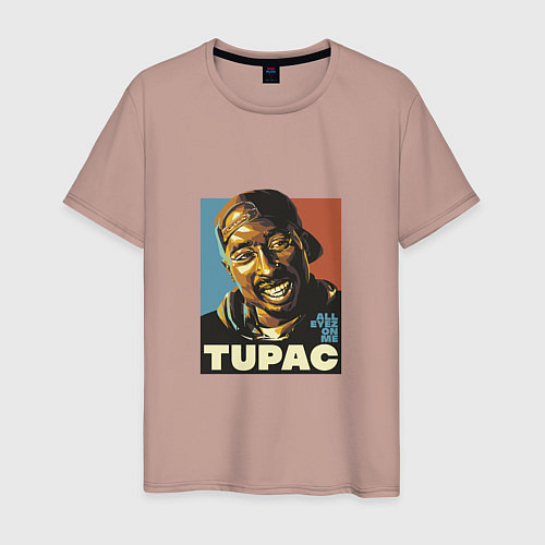 Мужская футболка Tupac - All Eyez On me / Пыльно-розовый – фото 1