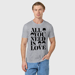 Футболка хлопковая мужская ALL YOU NEED IS LOVE THE BEATLES, цвет: меланж — фото 2