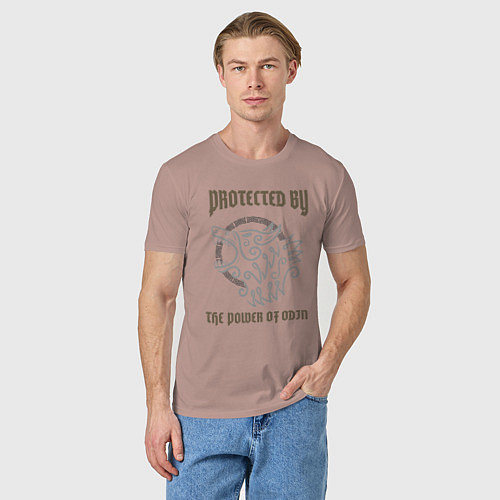 Мужская футболка Защищен силой Одина / Пыльно-розовый – фото 3