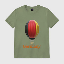 Футболка хлопковая мужская 3d aerostat German flag, цвет: авокадо