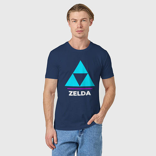Мужская футболка Символ Zelda в неоновых цветах / Тёмно-синий – фото 3