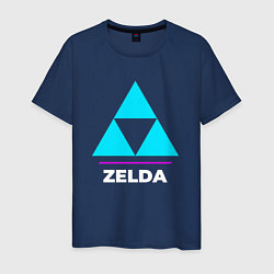 Футболка хлопковая мужская Символ Zelda в неоновых цветах, цвет: тёмно-синий