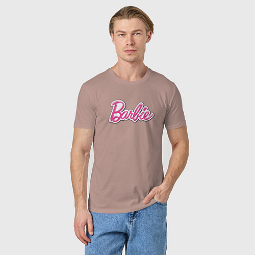 Мужская футболка Barbie logo / Пыльно-розовый – фото 3