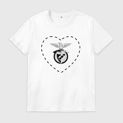 Футболка хлопковая мужская Лого Benfica в сердечке, цвет: белый