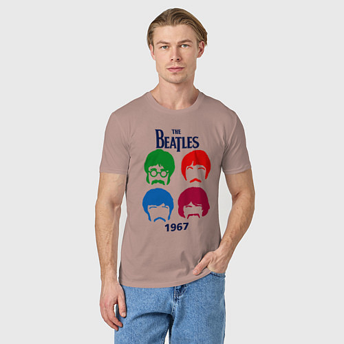 Мужская футболка The Beatles образы группы / Пыльно-розовый – фото 3
