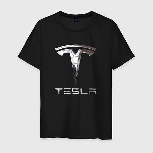 Мужская футболка Tesla Logo Тесла Логотип / Черный – фото 1