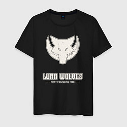Футболка хлопковая мужская Лунные волки лого винтаж, цвет: черный