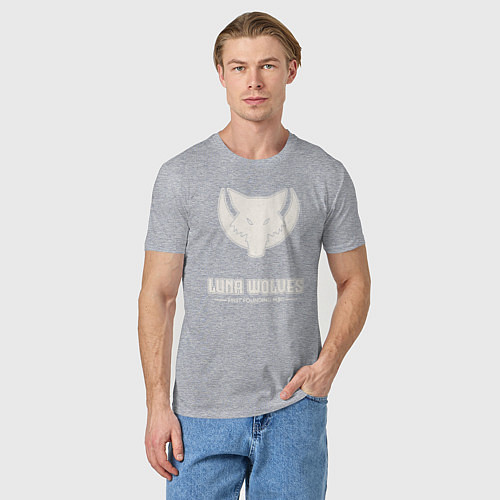 Мужская футболка Лунные волки лого винтаж / Меланж – фото 3